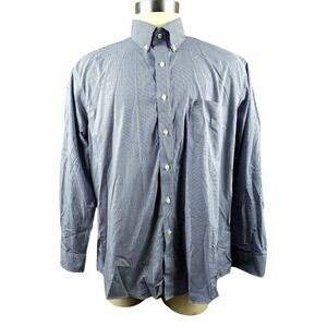 Club Room Men's Regular Fit Mini Gingham Dress Shirt Blue Size 17.5 34/35